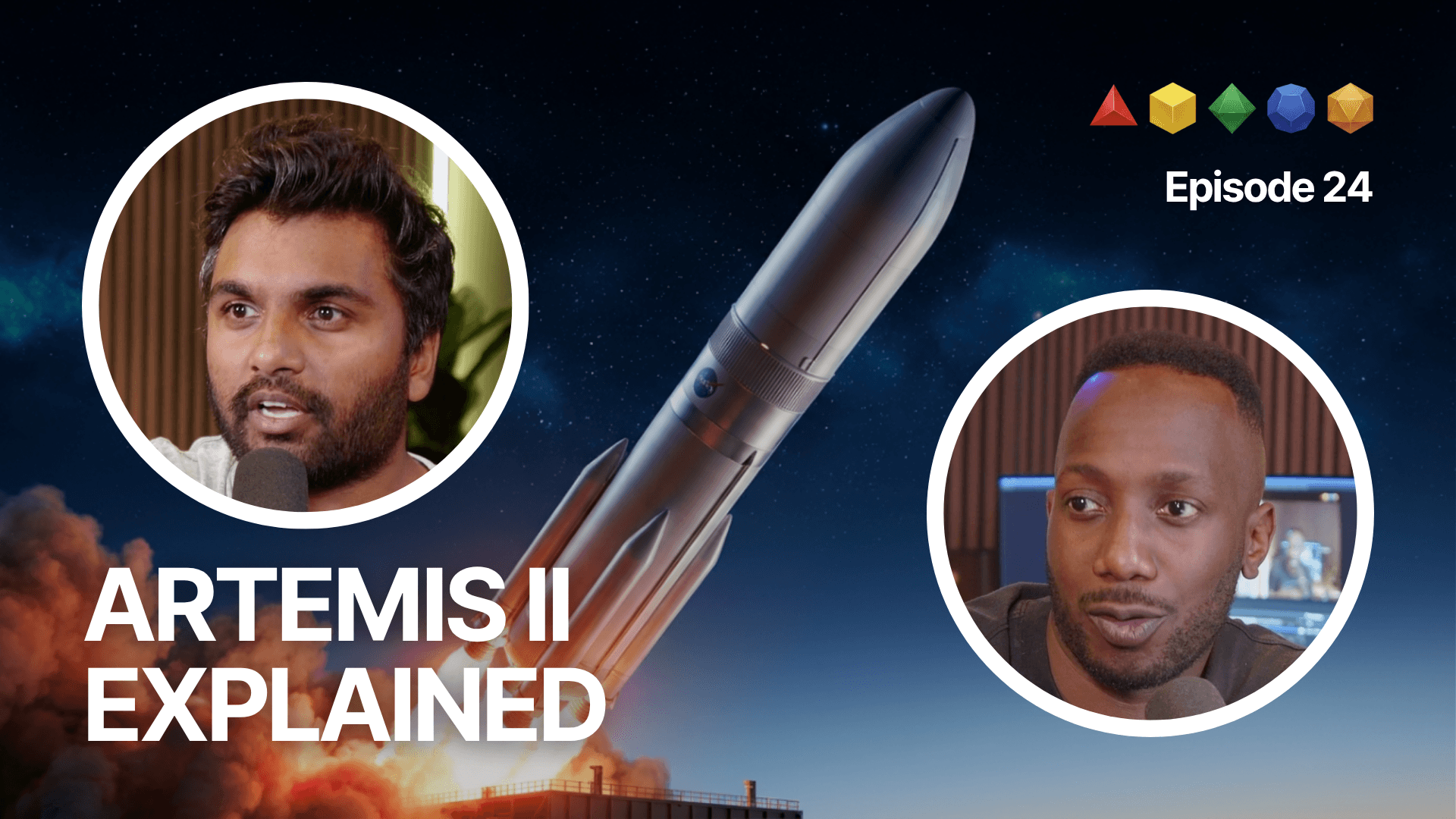 A first-principles Artemis II deep dive—SLS, Orion, free-return trajectories, and translunar injection—plus a clean teardown of the biggest Apollo hoax claims.